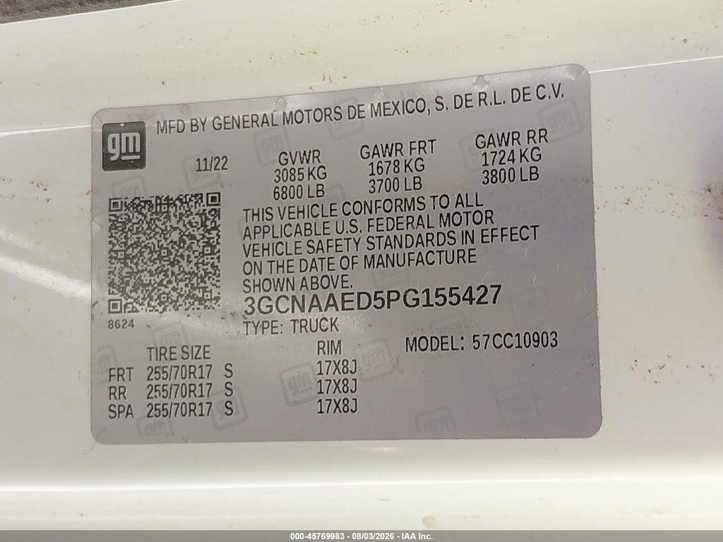 3GCNAAED5PG155427 2023 CHEVROLET SILVERADO 1500 photo no. 9