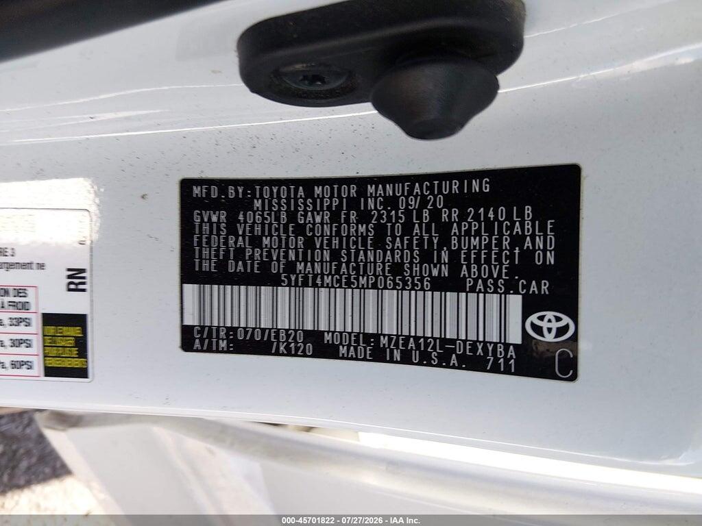 5YFT4MCE5MP065356 2021 TOYOTA COROLLA photo no. 9