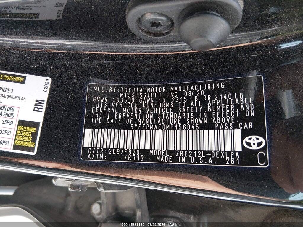 5YFEPMAE0MP156845 2021 TOYOTA COROLLA photo no. 9