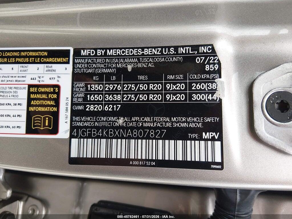4JGFB4KBXNA807827 2022 MERCEDES-BENZ GLE 350 photo no. 9