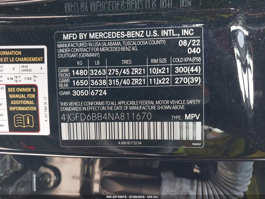 4JGFD6BB4NA811670 2022 MERCEDES-BENZ AMG GLE 53 COUPE photo no. 9