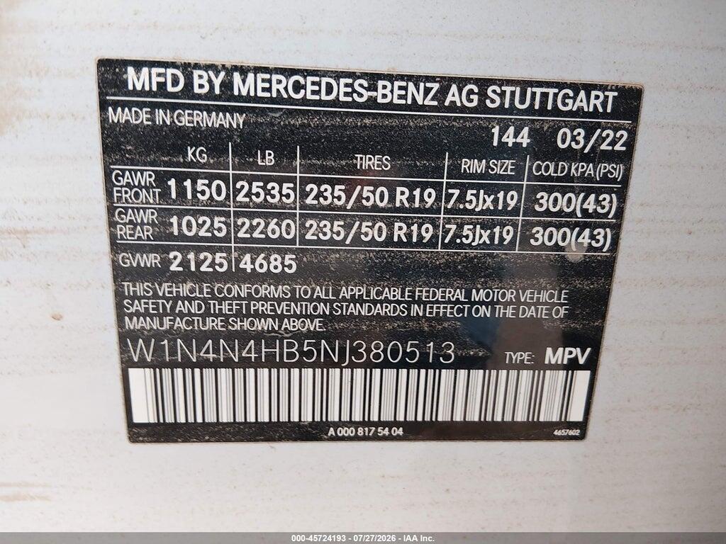 W1N4N4HB5NJ380513 2022 MERCEDES-BENZ GLA 250 photo no. 9