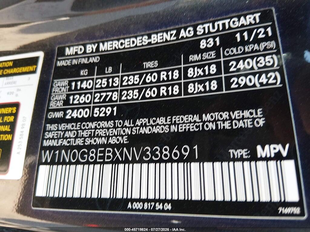 W1N0G8EBXNV338691 2022 MERCEDES-BENZ GLC 300 photo no. 9
