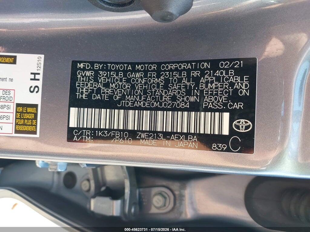 JTDEAMDE0MJ027084 2021 TOYOTA COROLLA photo no. 9
