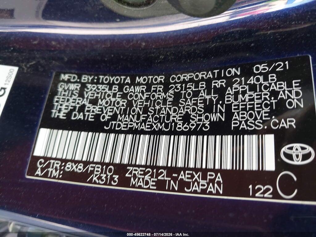 JTDEPMAEXMJ186973 2021 TOYOTA COROLLA photo no. 9
