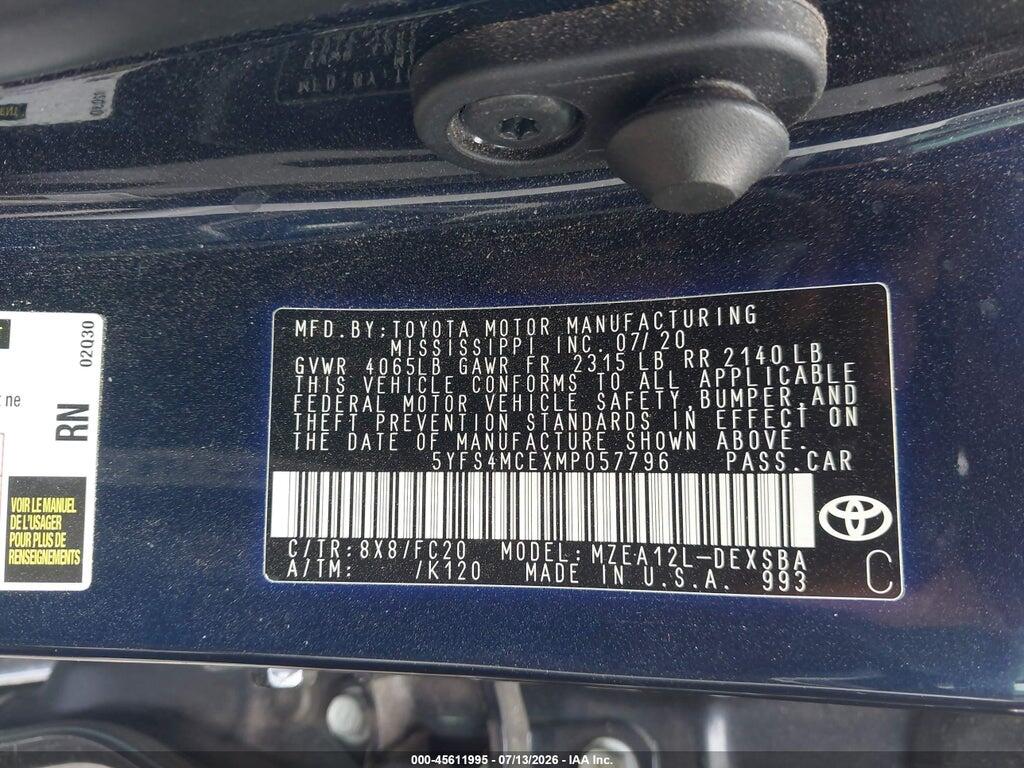 5YFS4MCEXMP057796 2021 TOYOTA COROLLA photo no. 9
