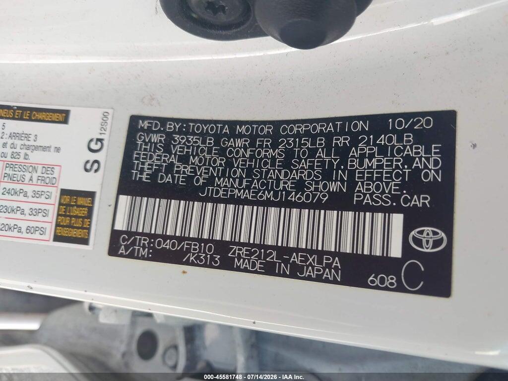 JTDEPMAE6MJ146079 2021 TOYOTA COROLLA photo no. 9