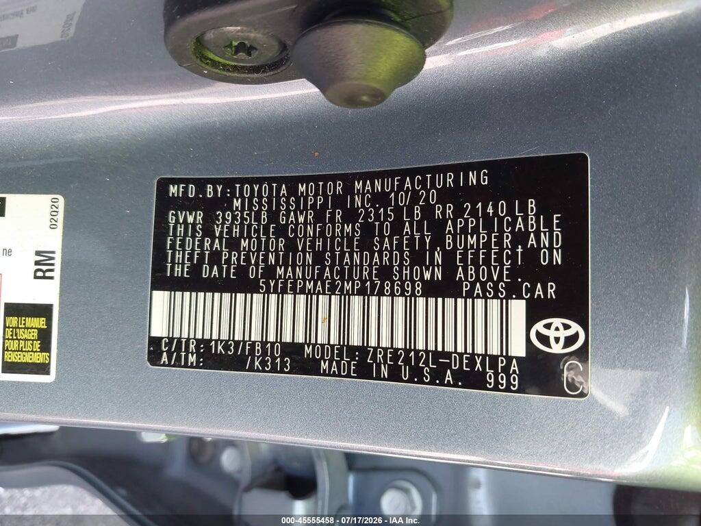 5YFEPMAE2MP178698 2021 TOYOTA COROLLA photo no. 9