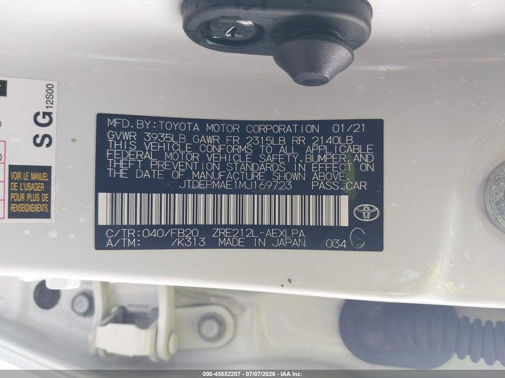 JTDEPMAE1MJ169723 2021 TOYOTA COROLLA photo no. 9