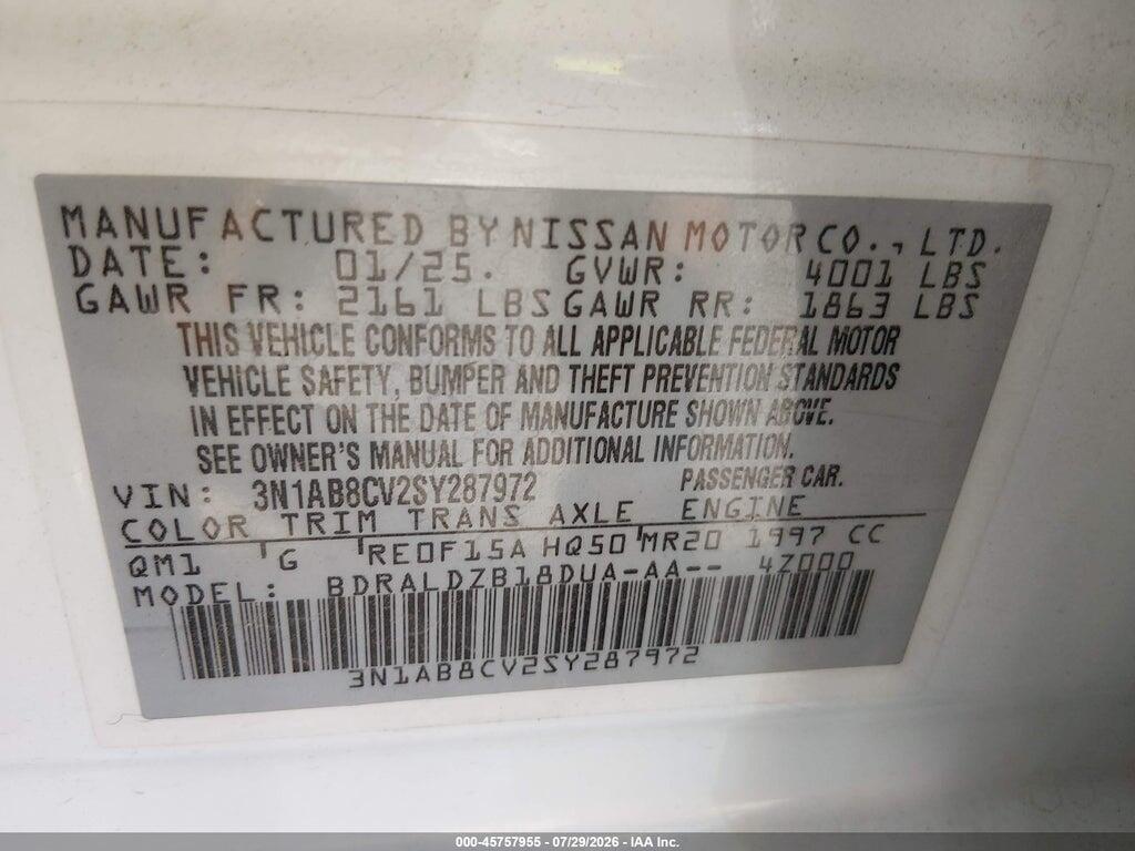 3N1AB8CV2SY287972 2025 NISSAN SENTRA photo no. 9