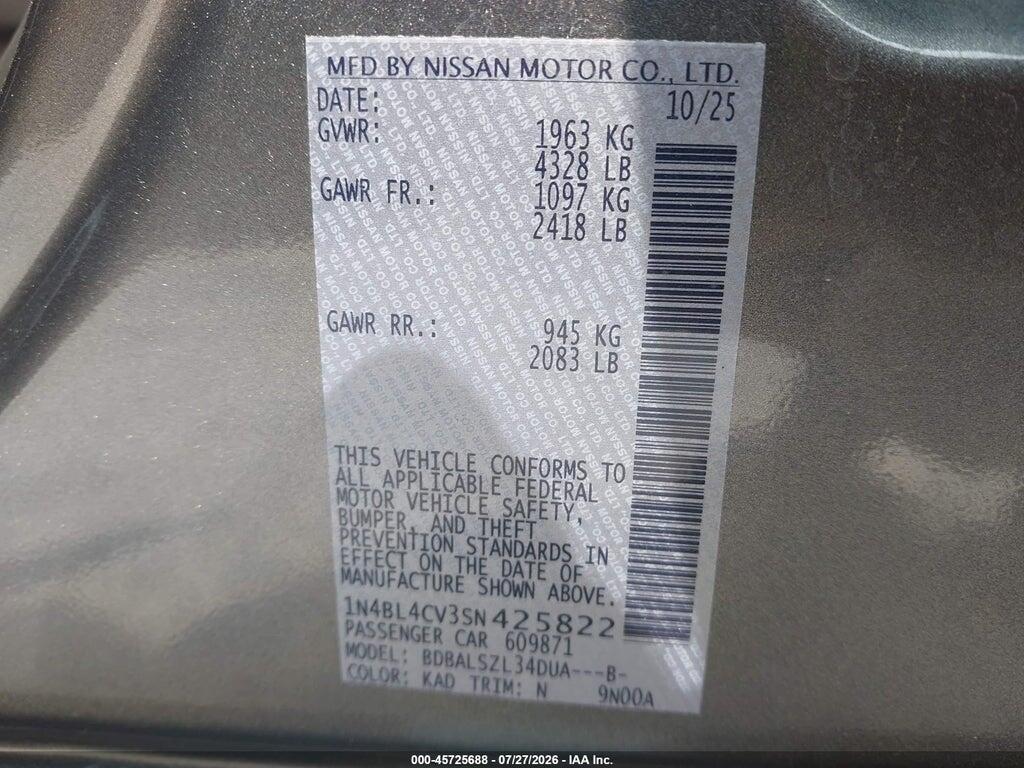 1N4BL4CV3SN425822 2025 NISSAN ALTIMA photo no. 9
