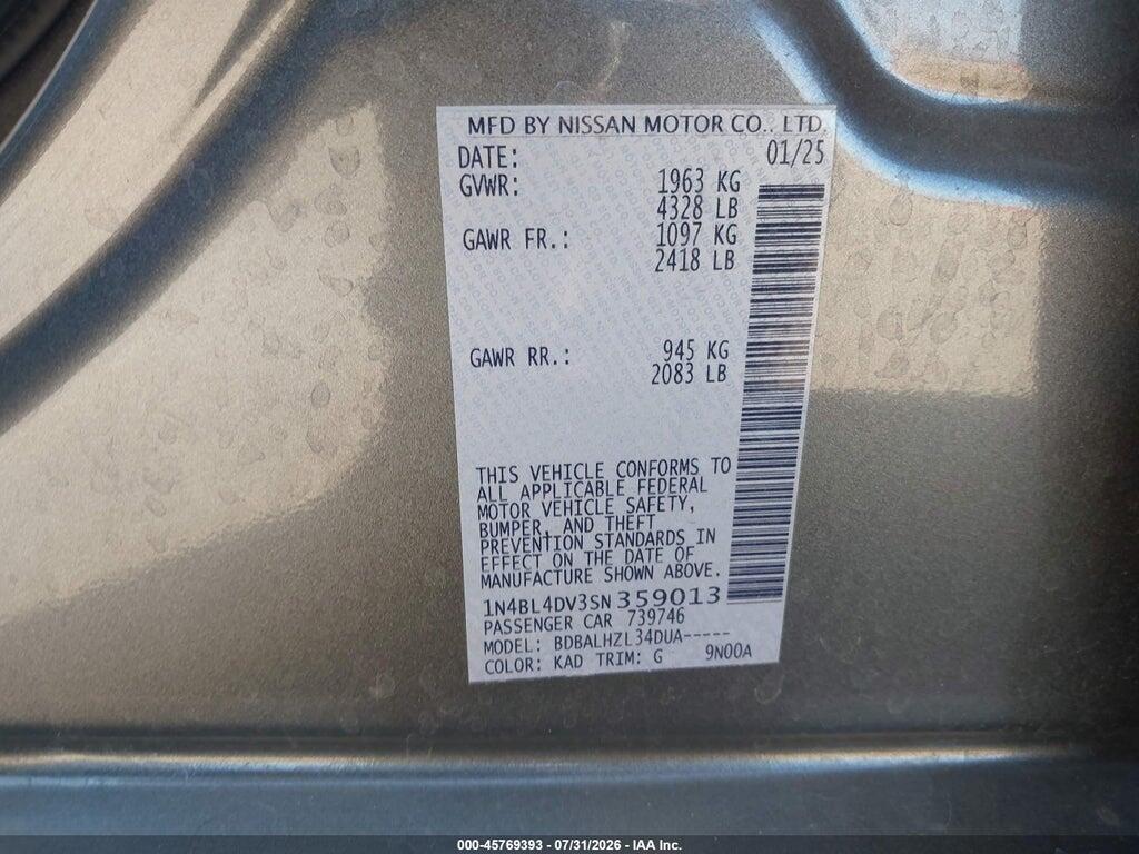 1N4BL4DV3SN359013 2025 NISSAN ALTIMA photo no. 9