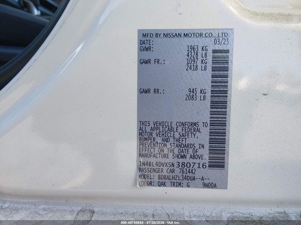 1N4BL4DVXSN380716 2025 NISSAN ALTIMA photo no. 9