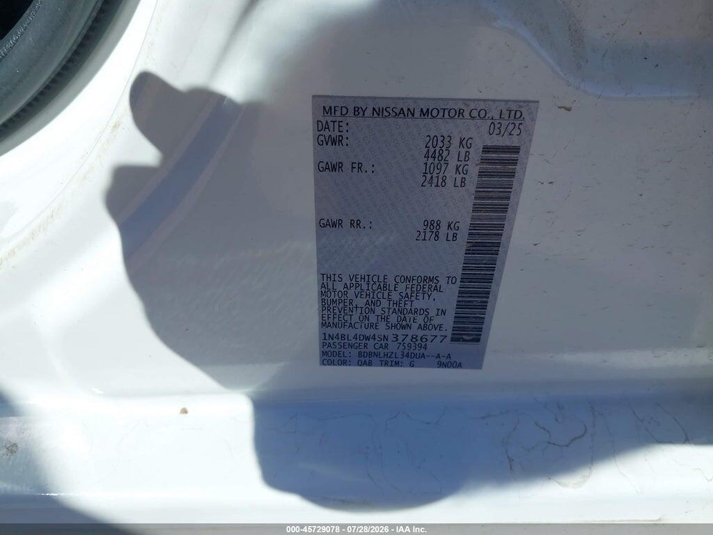1N4BL4DW4SN378677 2025 NISSAN ALTIMA photo no. 9
