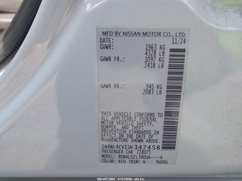 1N4BL4CV1SN347458 2025 NISSAN ALTIMA photo no. 9