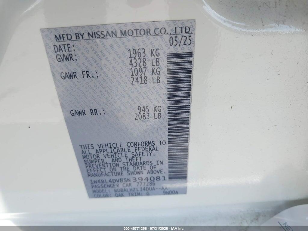 1N4BL4DV8SN394081 2025 NISSAN ALTIMA photo no. 9