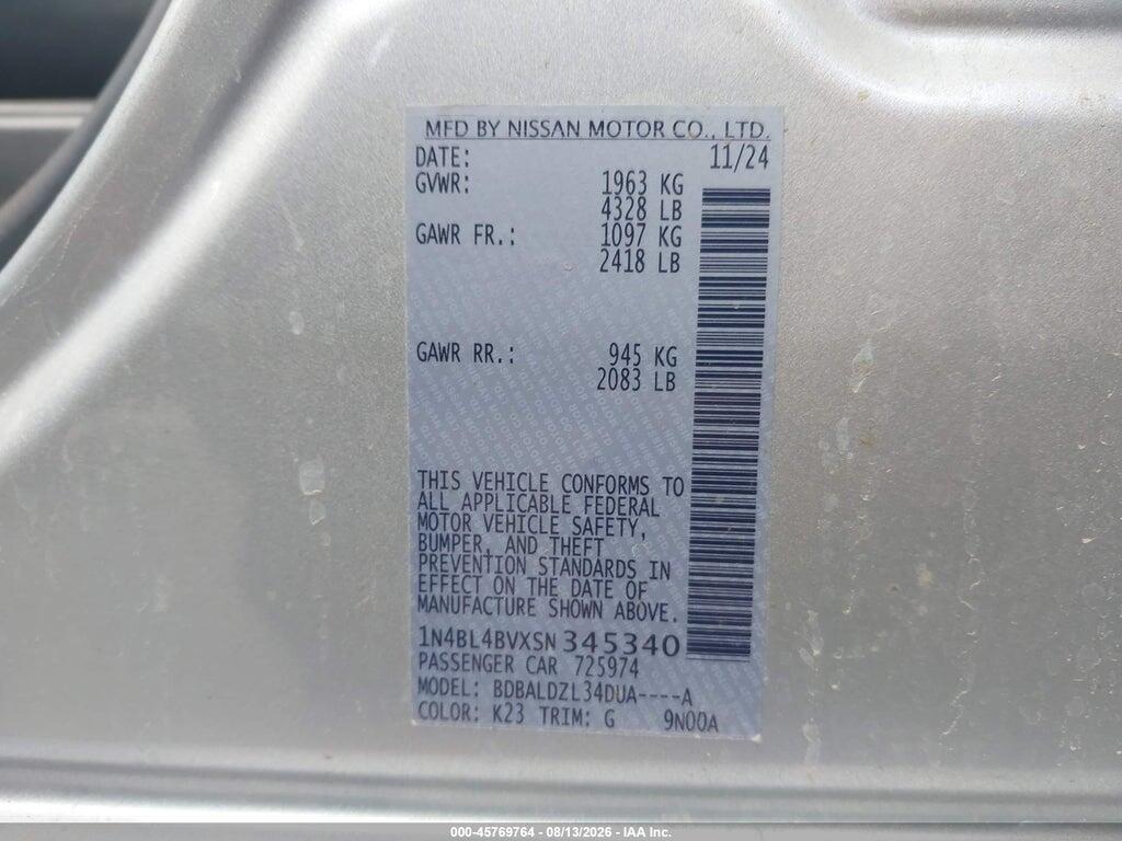 1N4BL4BVXSN345340 2025 NISSAN ALTIMA photo no. 9