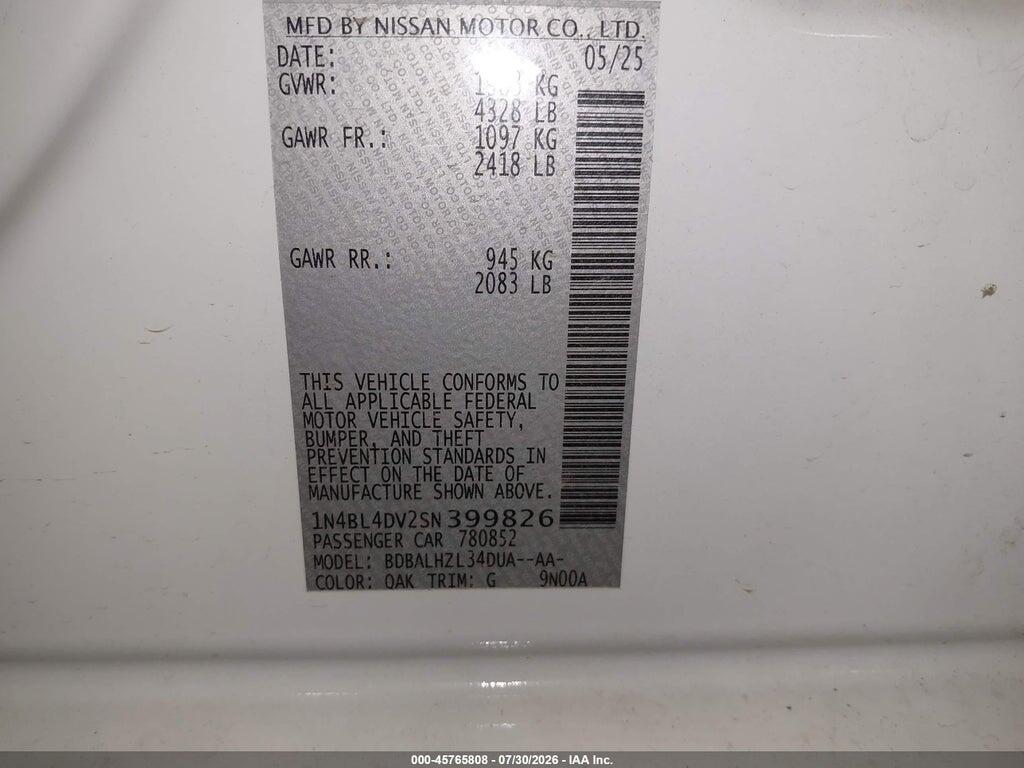 1N4BL4DV2SN399826 2025 NISSAN ALTIMA photo no. 9