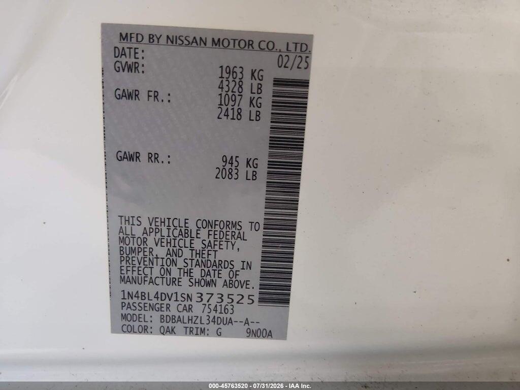 1N4BL4DV1SN373525 2025 NISSAN ALTIMA photo no. 9