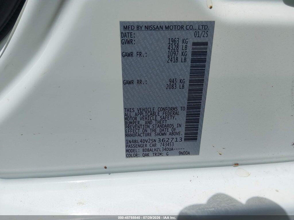 1N4BL4DV2SN362713 2025 NISSAN ALTIMA photo no. 9