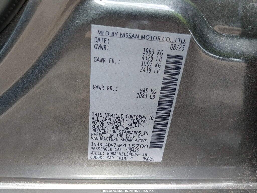 1N4BL4DV7SN415700 2025 NISSAN ALTIMA photo no. 9
