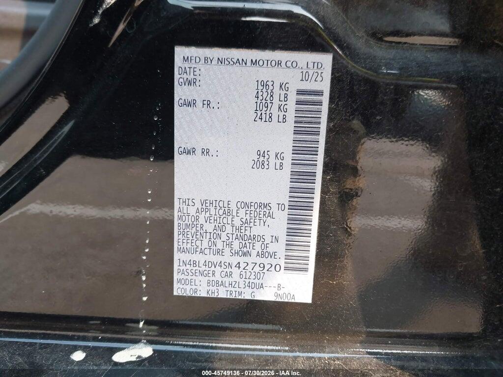 1N4BL4DV4SN427920 2025 NISSAN ALTIMA photo no. 9