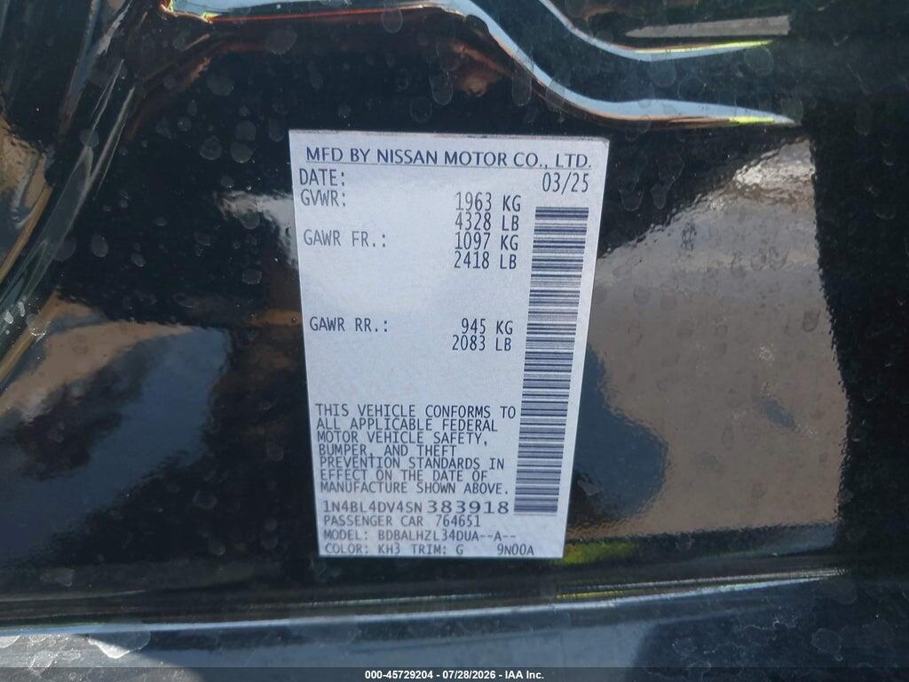 1N4BL4DV4SN383918 2025 NISSAN ALTIMA photo no. 9