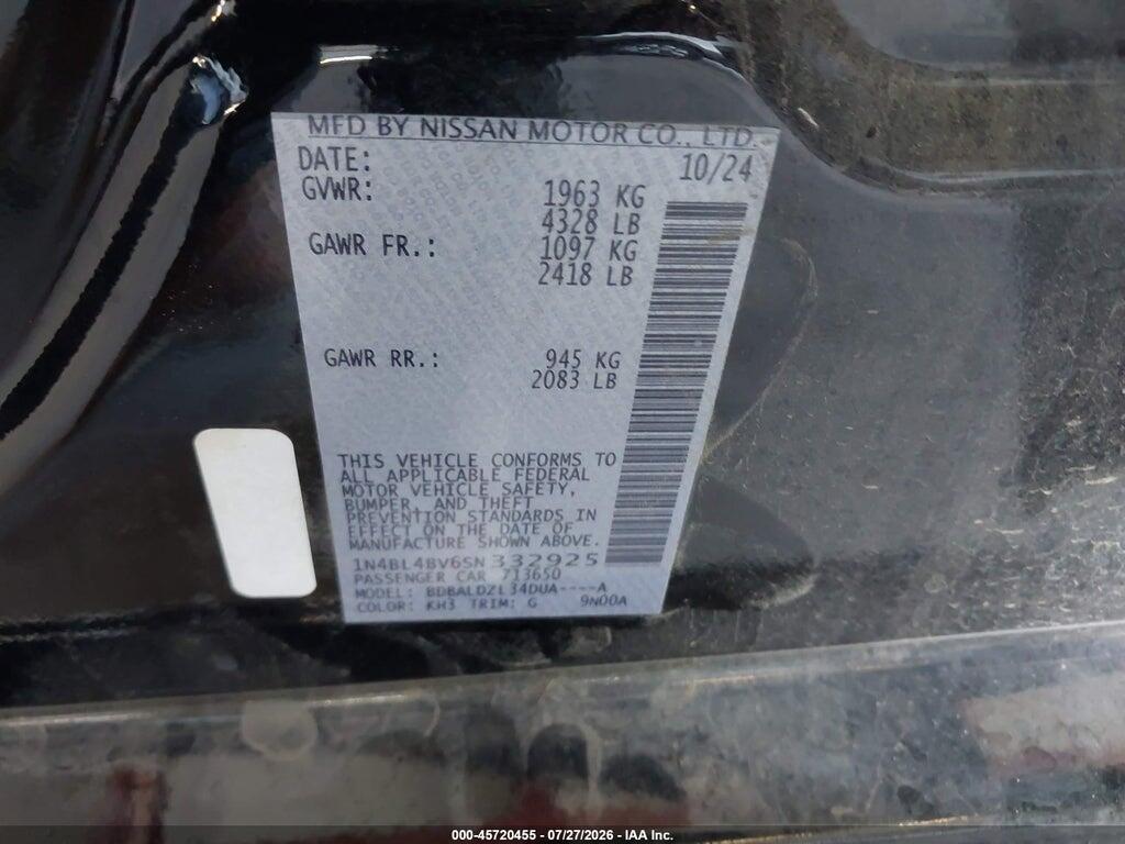 1N4BL4BV6SN332925 2025 NISSAN ALTIMA photo no. 9