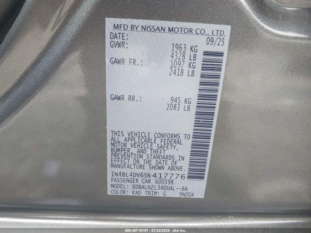 1N4BL4DV6SN417776 2025 NISSAN ALTIMA photo no. 9