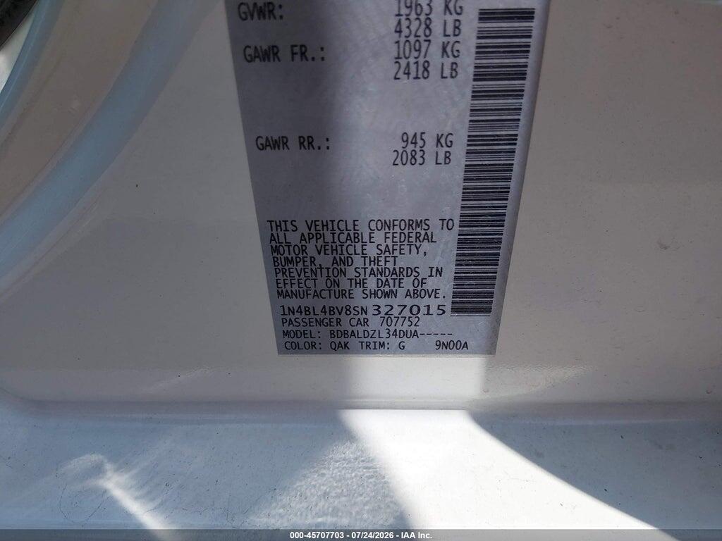 1N4BL4BV8SN327015 2025 NISSAN ALTIMA photo no. 9