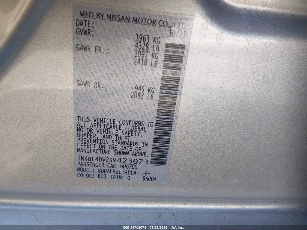1N4BL4DV2SN423073 2025 NISSAN ALTIMA photo no. 9