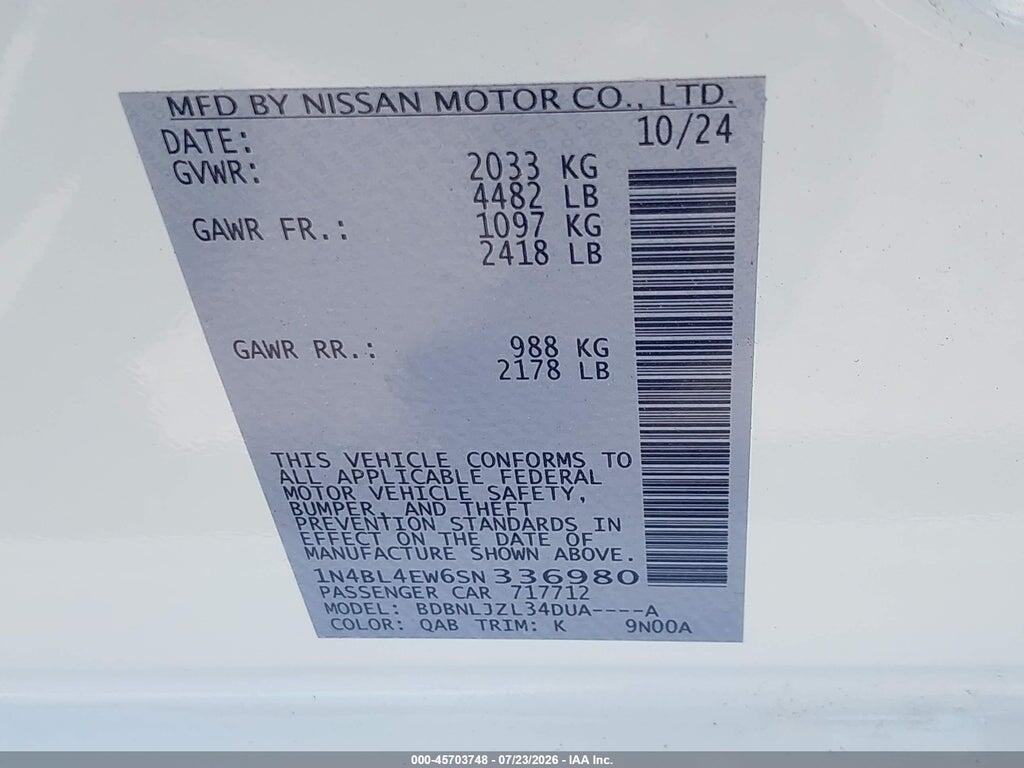 1N4BL4EW6SN336980 2025 NISSAN ALTIMA photo no. 9