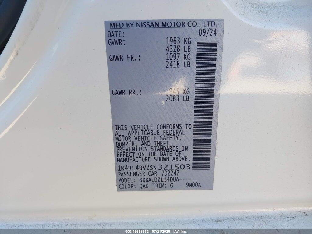 1N4BL4BV2SN321503 2025 NISSAN ALTIMA photo no. 9