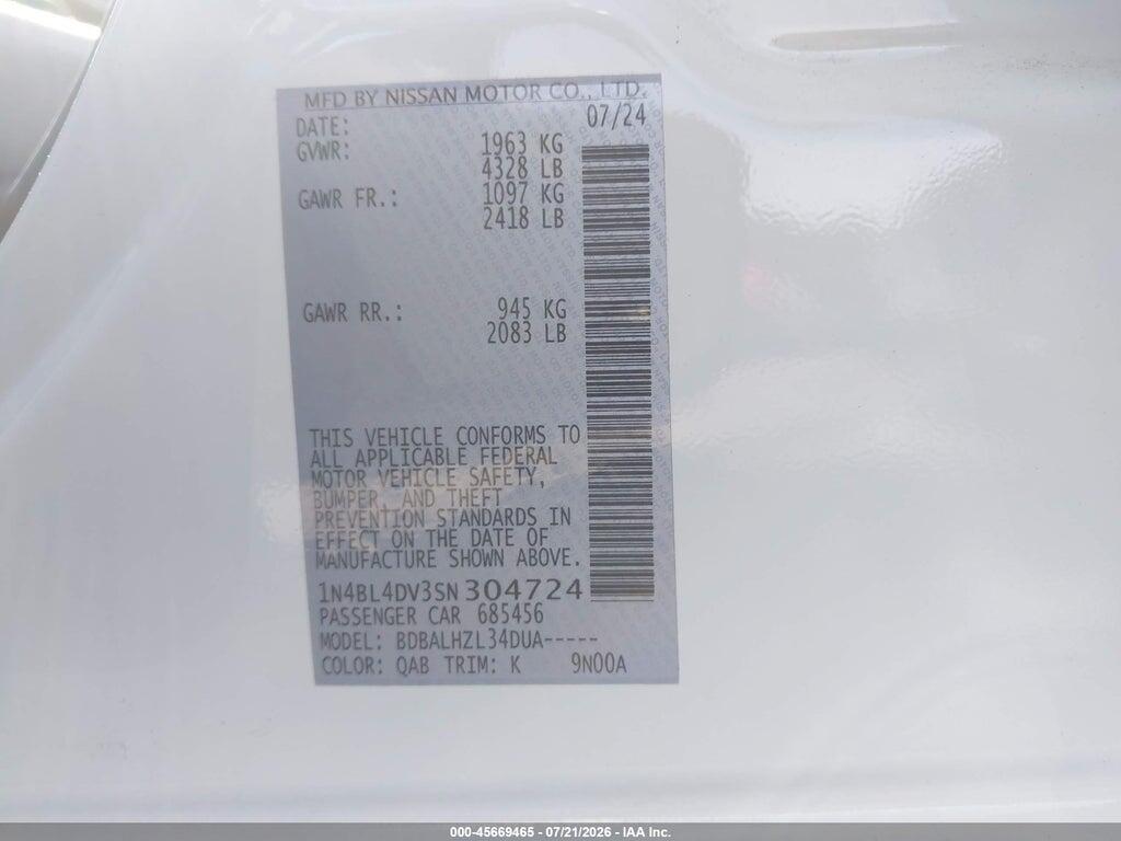 1N4BL4DV3SN304724 2025 NISSAN ALTIMA photo no. 9