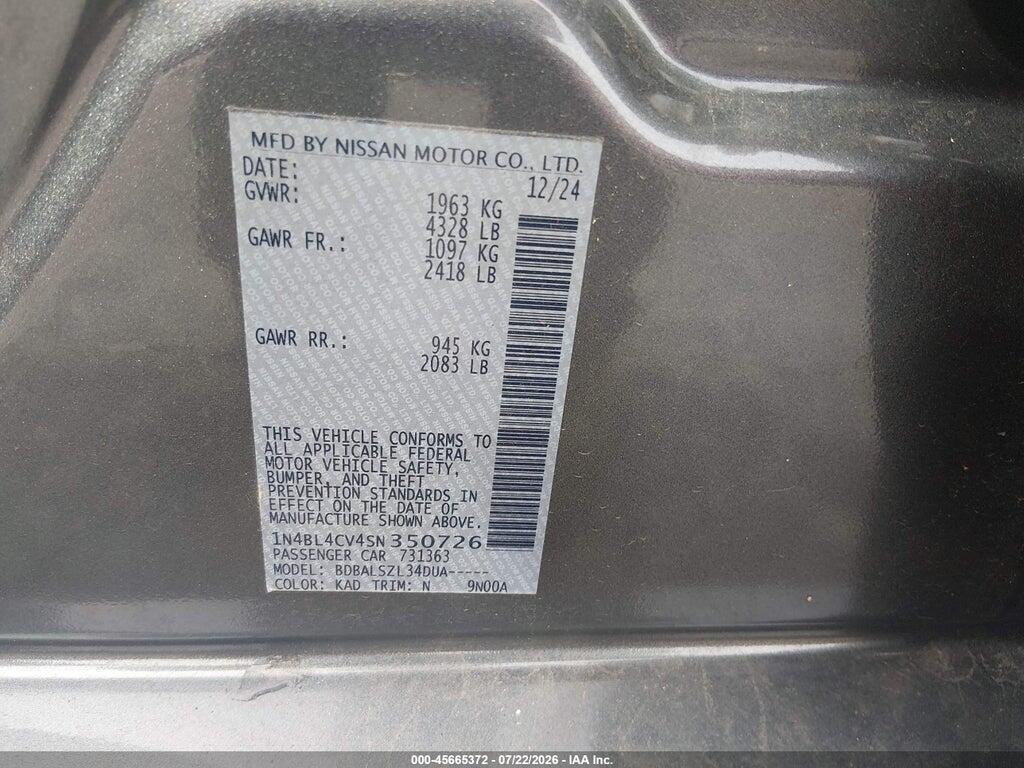 1N4BL4CV4SN350726 2025 NISSAN ALTIMA photo no. 9