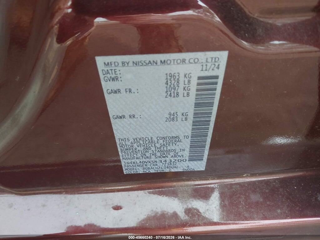 1N4BL4DVXSN343200 2025 NISSAN ALTIMA photo no. 9