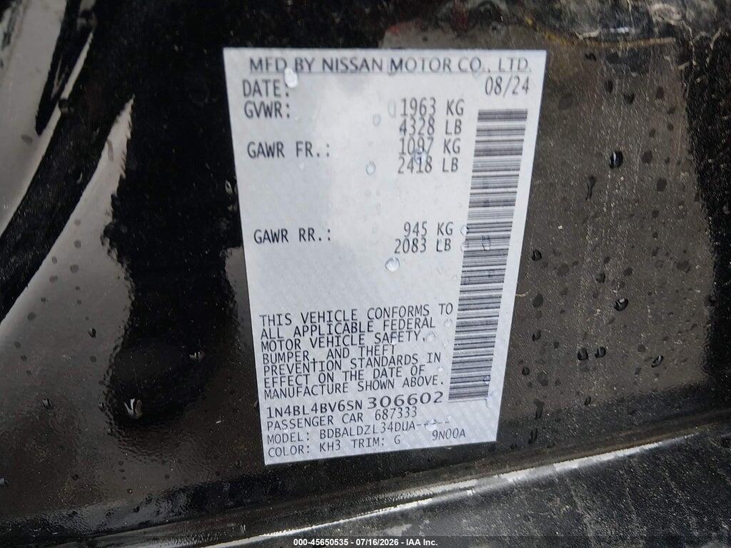 1N4BL4BV6SN306602 2025 NISSAN ALTIMA photo no. 9