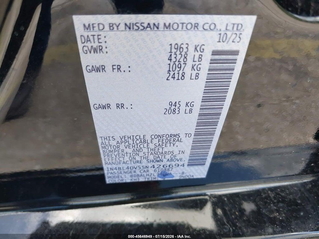 1N4BL4DV5SN426694 2025 NISSAN ALTIMA photo no. 9
