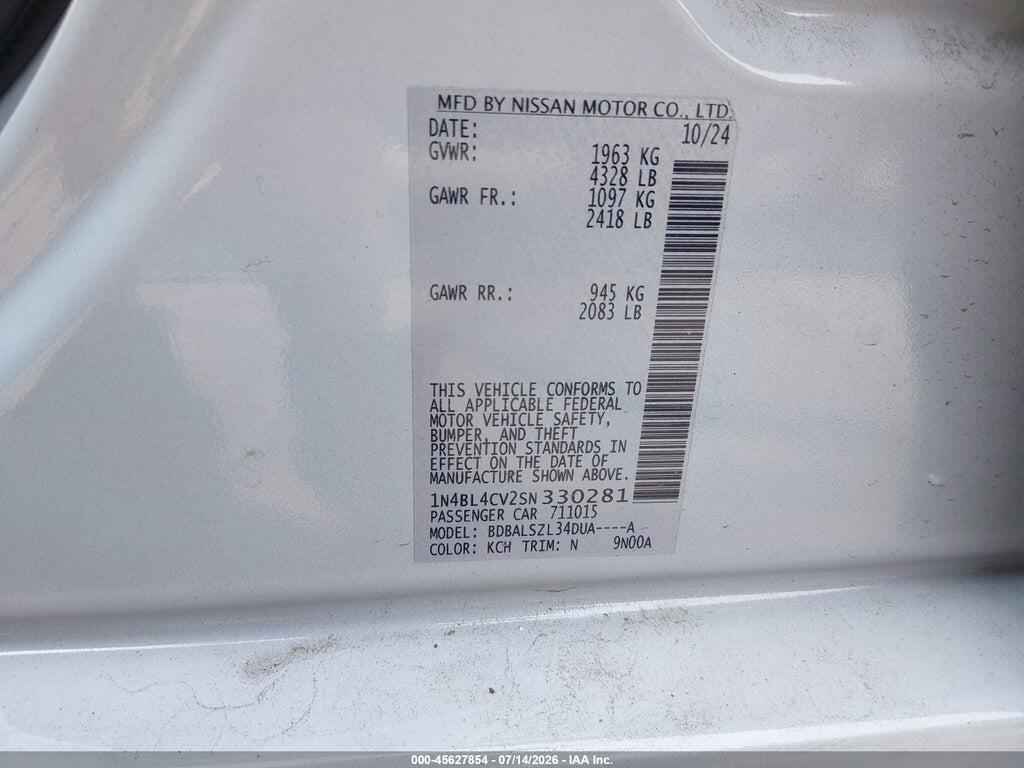 1N4BL4CV2SN330281 2025 NISSAN ALTIMA photo no. 9