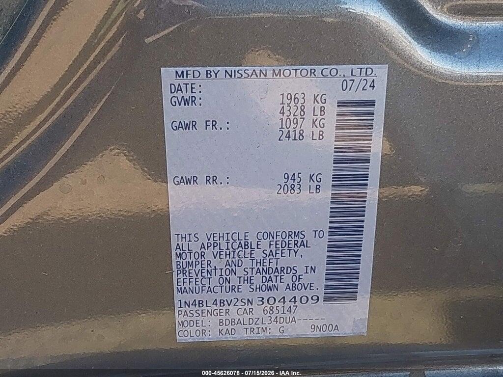 1N4BL4BV2SN304409 2025 NISSAN ALTIMA photo no. 9