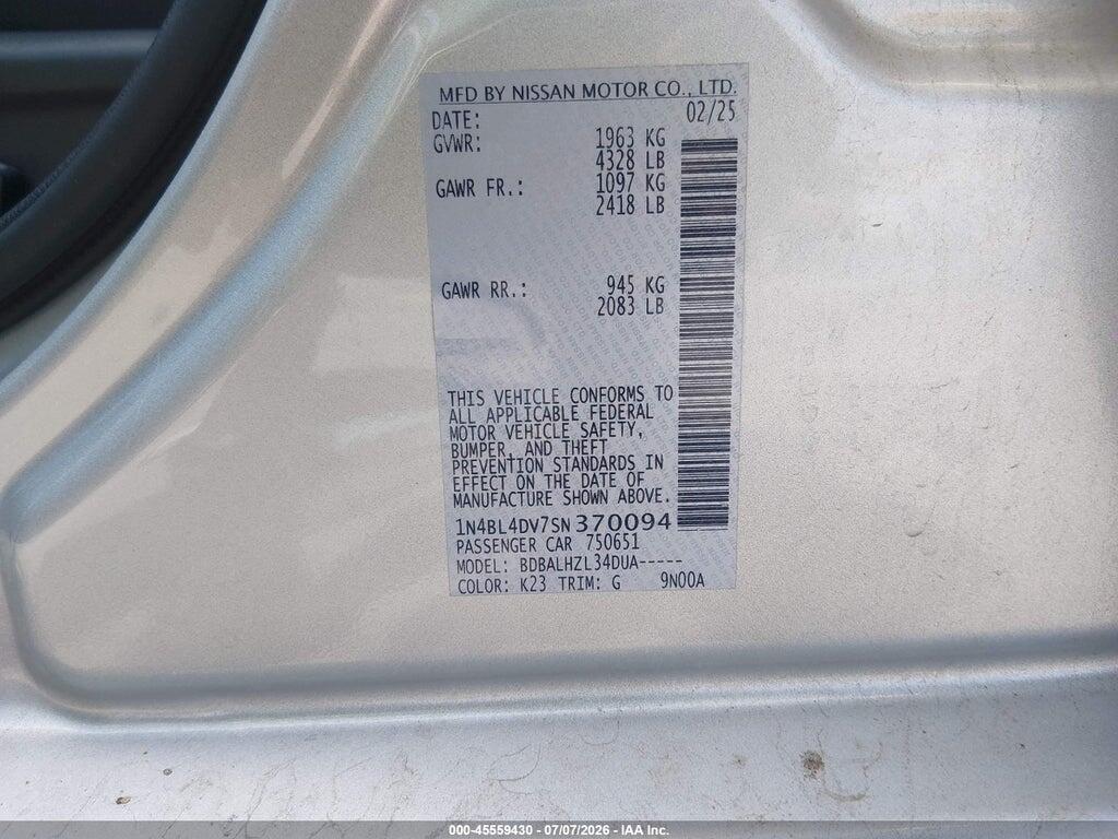 1N4BL4DV7SN370094 2025 NISSAN ALTIMA photo no. 9