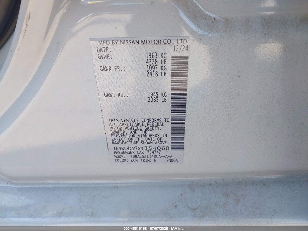 1N4BL4CV7SN354060 2025 NISSAN ALTIMA photo no. 9