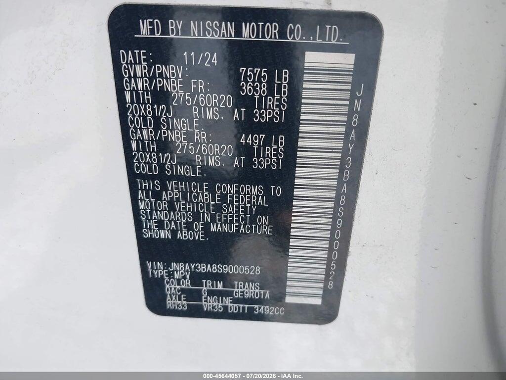 JN8AY3BA8S9000528 2025 NISSAN ARMADA photo no. 9
