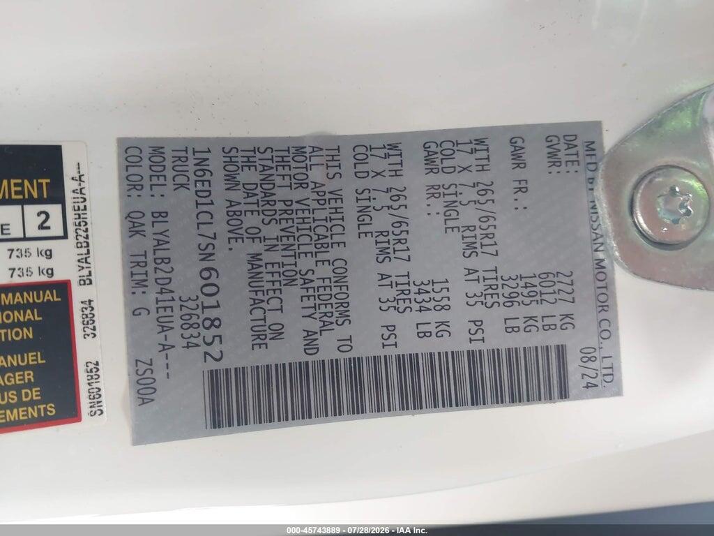 1N6ED1CL7SN601852 2025 NISSAN FRONTIER photo no. 9