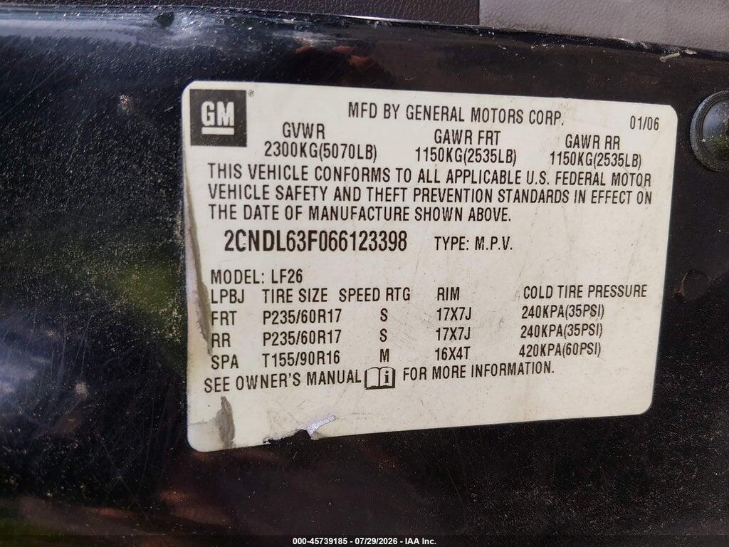 2CNDL63F066123398 2006 CHEVROLET EQUINOX photo no. 9
