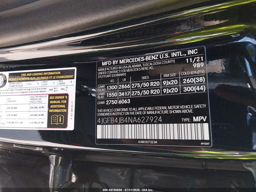 4JGFB4JB4NA627924 2022 MERCEDES-BENZ GLE 350 photo no. 9