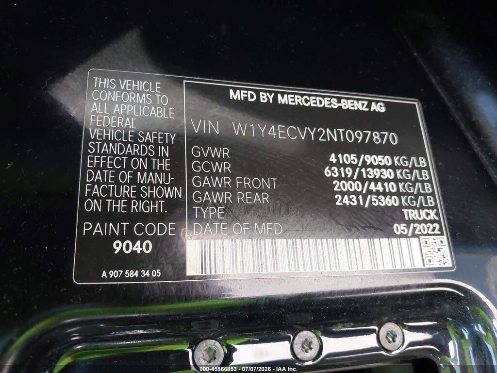 W1Y4ECVY2NT097870 2022 MERCEDES-BENZ SPRINTER 2500 photo no. 9