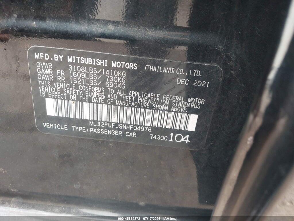 ML32FUFJ9NHF04978 2022 MITSUBISHI MIRAGE G4 photo no. 9