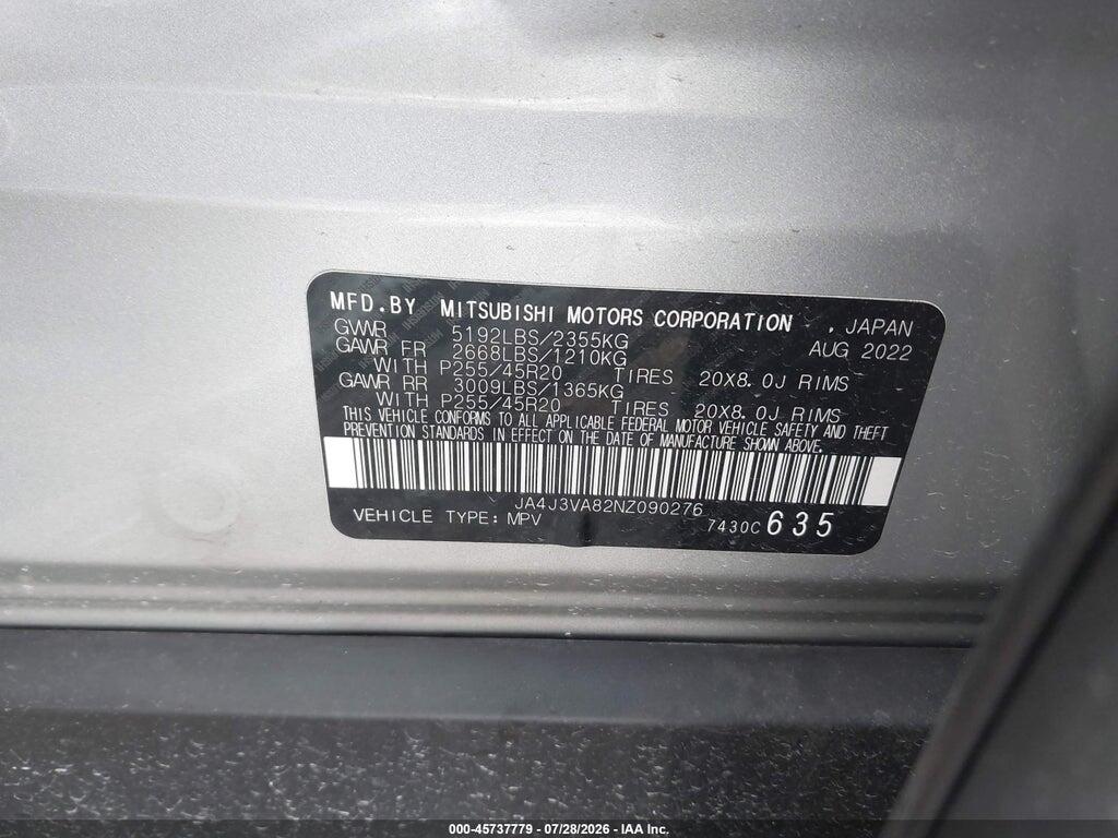 JA4J3VA82NZ090276 2022 MITSUBISHI OUTLANDER photo no. 9