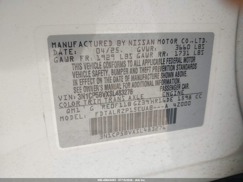 3N1CP5BVXSL483276 2025 NISSAN KICKS PLAY photo no. 9